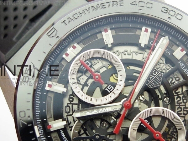 Calibre Heuer 01 Chrono 43mm SS XF 1:1 Best Edition Skeleton Dial on Rubber Strap A1887 – Bild 8