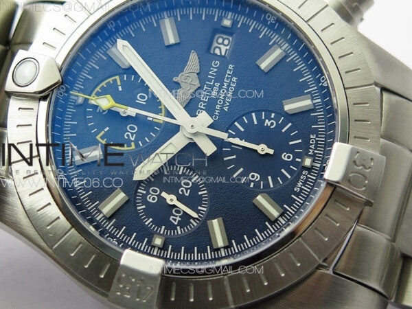 Avenger Chrono SS Yellow Second hand B50 Blue Dial on SS Bracelet A7750 – Bild 8