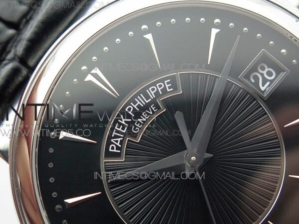 Calatrava 5153G SS ZF 1:1 Best Edition Black textured dial on Black Leather Strap A324CS – Bild 9