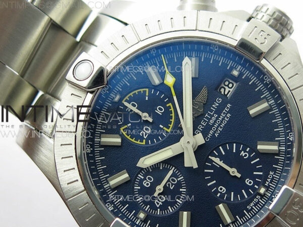 Avenger Chrono SS Yellow Second hand B50 Blue Dial on SS Bracelet A7750 – Bild 9