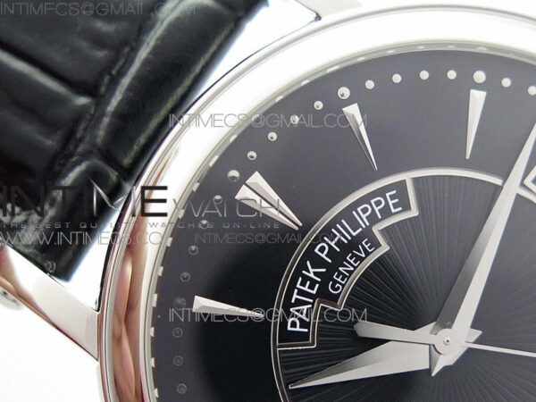 Calatrava 5153G SS ZF 1:1 Best Edition Black textured dial on Black Leather Strap A324CS – Bild 10