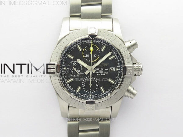 Avenger Chrono SS Yellow Second hand B50 Black Dial on SS Bracelet A7750