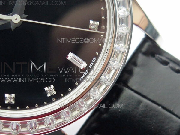 Calatrava 5298P-012 SS T Crystal Bezel ZF 1:1 Best Edition Black Dial on Black Leather Strap A324CS – Bild 6