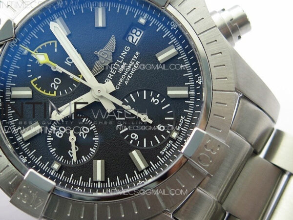 Avenger Chrono SS Yellow Second hand B50 Black Dial on SS Bracelet A7750 – Bild 6
