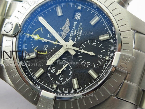 Avenger Chrono SS Yellow Second hand B50 Black Dial on SS Bracelet A7750 – Bild 8