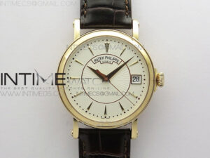 Calatrava 5153G-010 RG ZF 1:1 Best Edition White textured dial on Brown Leather Strap A324CS