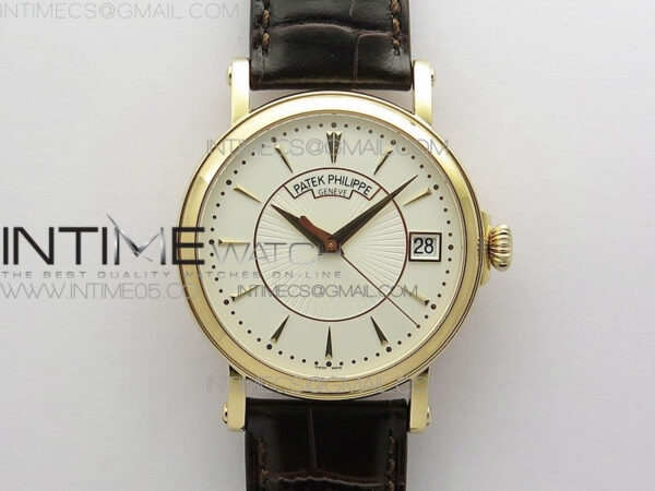 Calatrava 5153G-010 RG ZF 1:1 Best Edition White textured dial on Brown Leather Strap A324CS