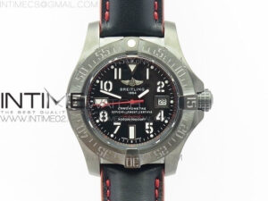 Avenger II Seawolf DLC V2 Best Edition Black Dial Numeral Markers Red Second Hand on Black Strap A2836(Free Brown Leather Strap