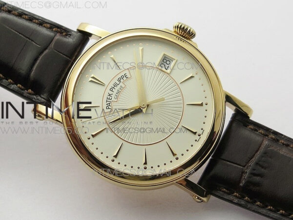 Calatrava 5153G-010 RG ZF 1:1 Best Edition White textured dial on Brown Leather Strap A324CS – Bild 2