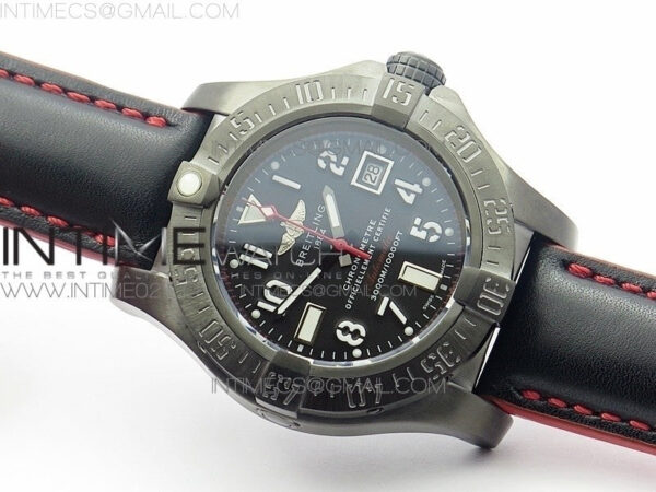 Avenger II Seawolf DLC V2 Best Edition Black Dial Numeral Markers Red Second Hand on Black Strap A2836(Free Brown Leather Strap – Bild 2