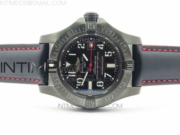 Avenger II Seawolf DLC V2 Best Edition Black Dial Numeral Markers Red Second Hand on Black Strap A2836(Free Brown Leather Strap – Bild 3