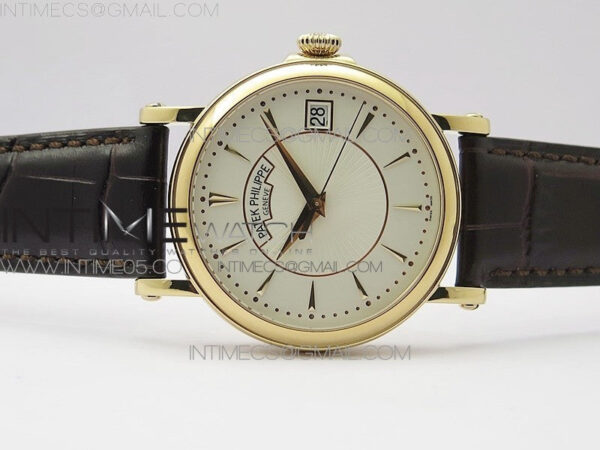 Calatrava 5153G-010 RG ZF 1:1 Best Edition White textured dial on Brown Leather Strap A324CS – Bild 3
