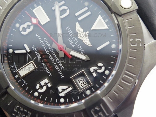 Avenger II Seawolf DLC V2 Best Edition Black Dial Numeral Markers Red Second Hand on Black Strap A2836(Free Brown Leather Strap – Bild 4