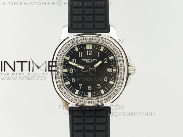 Aquanaut Jumbo SS 1:1 Best Edition Black Dial on Black Rubber Strap Ronda Quartz