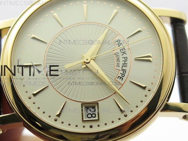 Calatrava 5153G-010 RG ZF 1:1 Best Edition White textured dial on Brown Leather Strap A324CS – Bild 4
