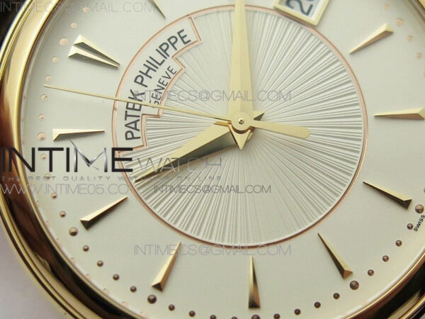 Calatrava 5153G-010 RG ZF 1:1 Best Edition White textured dial on Brown Leather Strap A324CS – Bild 8