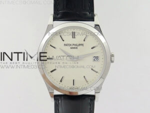 Calatrava 5296G SS ZF 1:1 Best Edition Ivory Dial On Black Leather Strap 324CS (Free box)