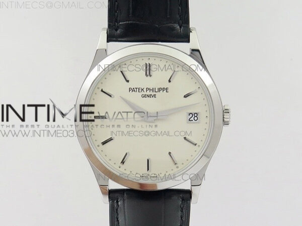 Calatrava 5296G SS ZF 1:1 Best Edition Ivory Dial On Black Leather Strap 324CS (Free box)