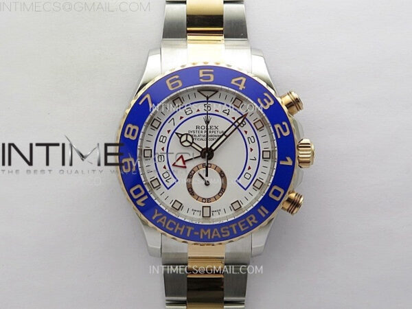 YachtMaster II 116681 Blue Ceramic Bezel SS/RG KF 1:1 Best Edition White Dial on Bracelet A7750 – Bild 2