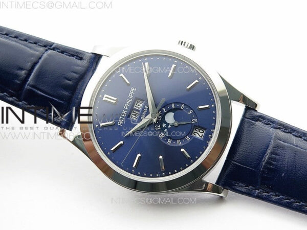 Annual Calendar Moonphase 5396 SS PPF 1:1 Best Edition Blue Dial on Black Leather Strap PPF324 – Bild 2