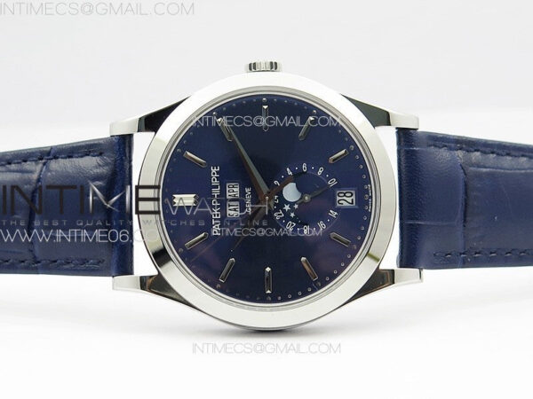 Annual Calendar Moonphase 5396 SS PPF 1:1 Best Edition Blue Dial on Black Leather Strap PPF324 – Bild 3