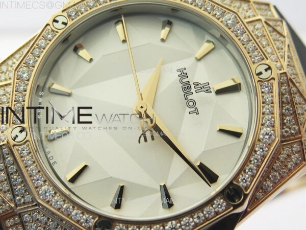 Classic Fusion Orlinski SS Full Real Diamonds RG B50F 1:1 Best Edition White Faceted Dial on Black Rubber Strap A2892 – Bild 4