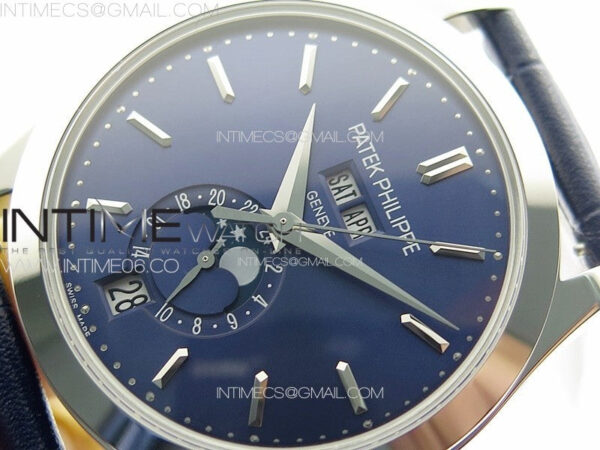 Annual Calendar Moonphase 5396 SS PPF 1:1 Best Edition Blue Dial on Black Leather Strap PPF324 – Bild 4