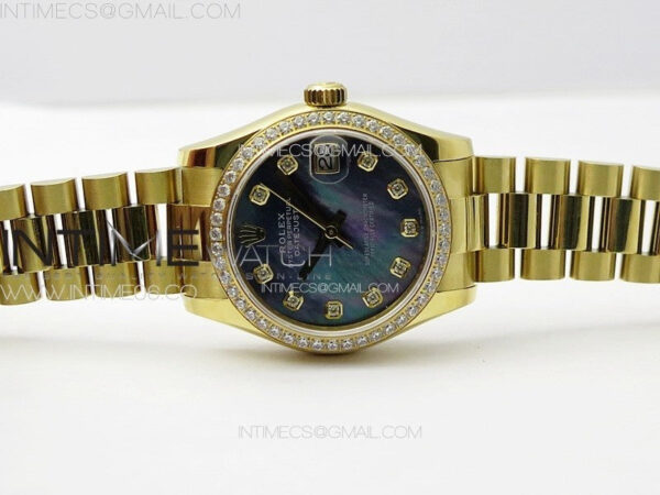 DateJust 31mm YG/Crystals Bezel APSF Best Edition Blue MOP Dial Crystals Markers on President Bracelet A2824 – Bild 4
