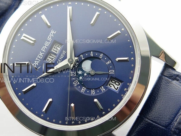 Annual Calendar Moonphase 5396 SS PPF 1:1 Best Edition Blue Dial on Black Leather Strap PPF324 – Bild 5