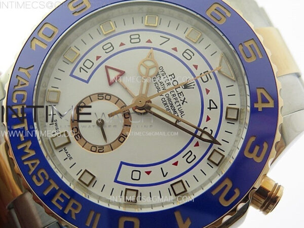 YachtMaster II 116681 Blue Ceramic Bezel SS/RG KF 1:1 Best Edition White Dial on Bracelet A7750 – Bild 5