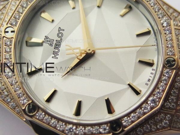 Classic Fusion Orlinski SS Full Real Diamonds RG B50F 1:1 Best Edition White Faceted Dial on Black Rubber Strap A2892 – Bild 6