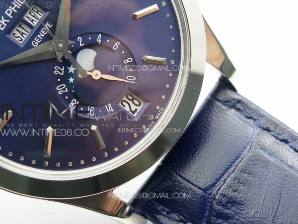 Annual Calendar Moonphase 5396 SS PPF 1:1 Best Edition Blue Dial on Black Leather Strap PPF324 – Bild 6