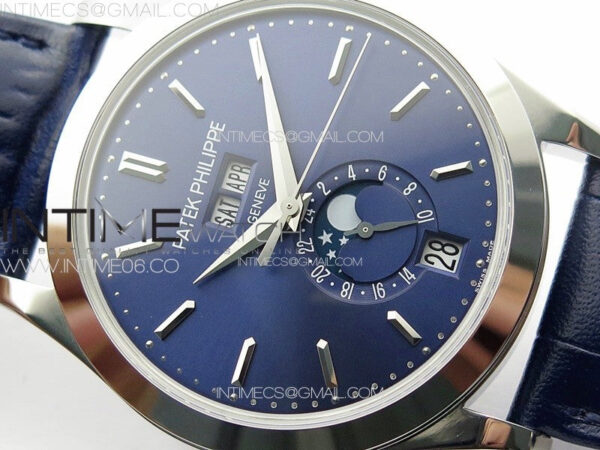 Annual Calendar Moonphase 5396 SS PPF 1:1 Best Edition Blue Dial on Black Leather Strap PPF324 – Bild 7