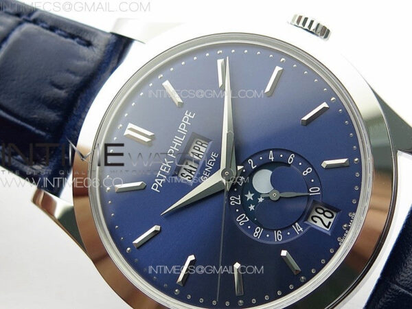 Annual Calendar Moonphase 5396 SS PPF 1:1 Best Edition Blue Dial on Black Leather Strap PPF324 – Bild 8