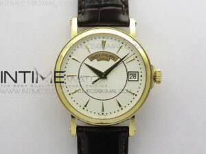 Calatrava 5153G-010 YG ZF 1:1 Best Edition White textured dial on Brown Leather Strap A324CS