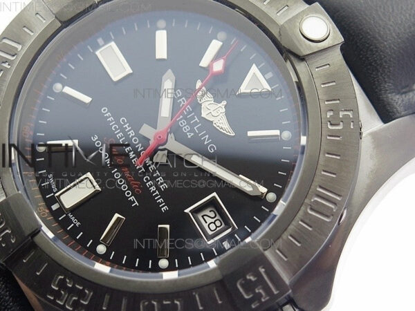 Avenger II Seawolf DLC V2 Best Edition Black Dial Stick Markers Red Second Hand on Black Strap A2836 (Free Brown Leather Strap) – Bild 4