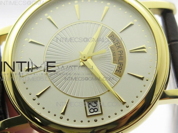 Calatrava 5153G-010 YG ZF 1:1 Best Edition White textured dial on Brown Leather Strap A324CS – Bild 4