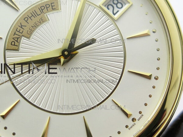 Calatrava 5153G-010 YG ZF 1:1 Best Edition White textured dial on Brown Leather Strap A324CS – Bild 5