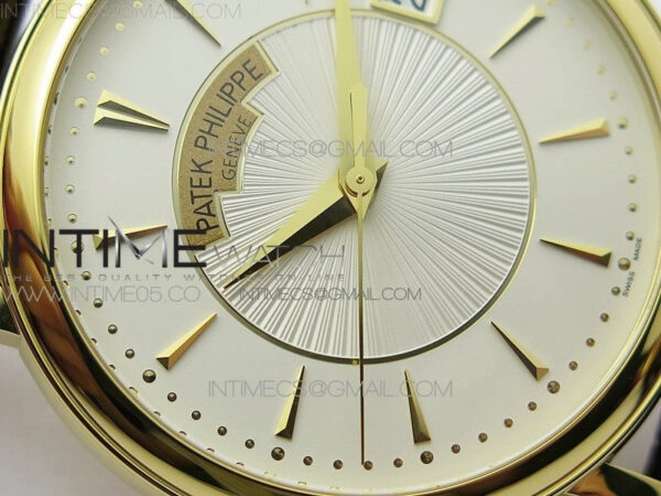Calatrava 5153G-010 YG ZF 1:1 Best Edition White textured dial on Brown Leather Strap A324CS – Bild 7