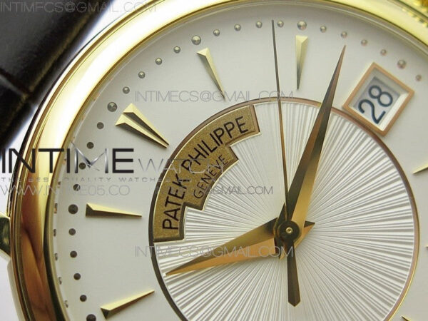 Calatrava 5153G-010 YG ZF 1:1 Best Edition White textured dial on Brown Leather Strap A324CS – Bild 8