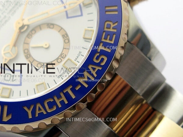 YachtMaster II 116681 Blue Ceramic Bezel SS/RG KF 1:1 Best Edition White Dial on Bracelet A7750 – Bild 10