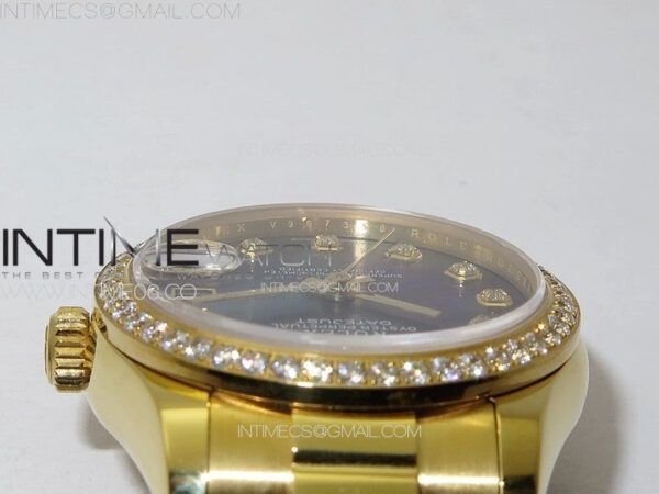 DateJust 31mm YG/Crystals Bezel APSF Best Edition Blue MOP Dial Crystals Markers on President Bracelet A2824 – Bild 10