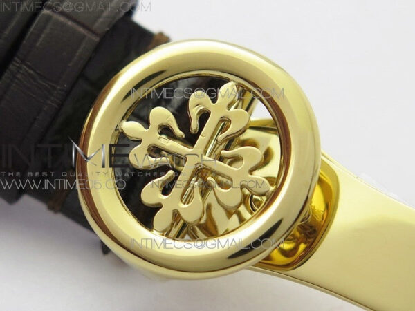 Calatrava 5153G-010 YG ZF 1:1 Best Edition White textured dial on Brown Leather Strap A324CS – Bild 15