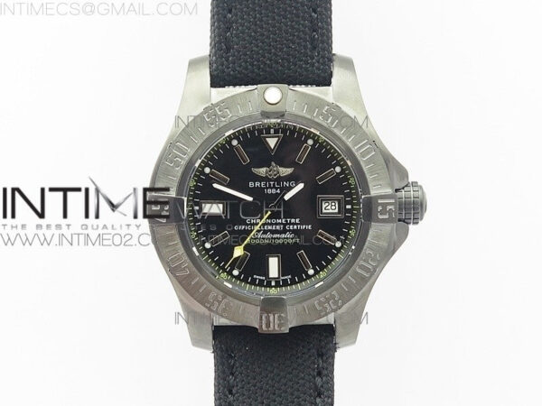 Avenger II Seawolf DLC V2 Best Black Dial Stick Markers Yellow Second Hand on Black Strap A2836 (Free Brown Leather Strap)