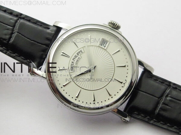 Calatrava 5153G-010 SS ZF 1:1 Best Edition White textured dial on Black Leather Strap A324CS – Bild 2