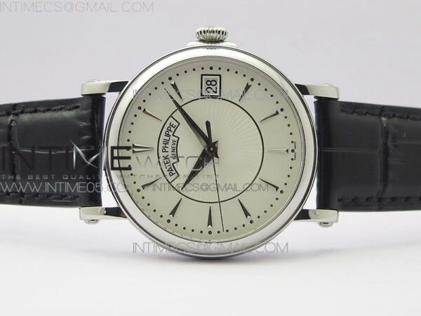 Calatrava 5153G-010 SS ZF 1:1 Best Edition White textured dial on Black Leather Strap A324CS – Bild 3