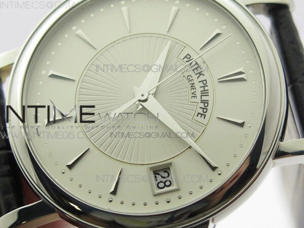 Calatrava 5153G-010 SS ZF 1:1 Best Edition White textured dial on Black Leather Strap A324CS – Bild 4