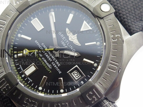 Avenger II Seawolf DLC V2 Best Black Dial Stick Markers Yellow Second Hand on Black Strap A2836 (Free Brown Leather Strap) – Bild 4