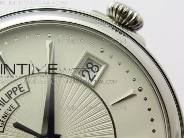 Calatrava 5153G-010 SS ZF 1:1 Best Edition White textured dial on Black Leather Strap A324CS – Bild 5