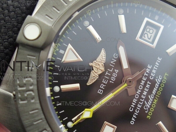 Avenger II Seawolf DLC V2 Best Black Dial Stick Markers Yellow Second Hand on Black Strap A2836 (Free Brown Leather Strap) – Bild 6